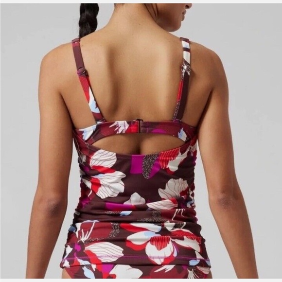 Athleta Square Neck Bra Cup Printed Tankini 34 D DD NWT - Picture 2 of 9